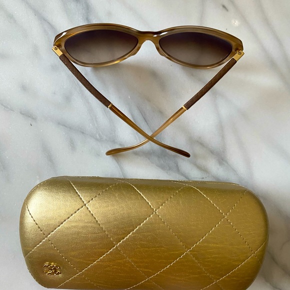 Chanel Light Brown Quilted Leather CC Sunglasses main image 8
